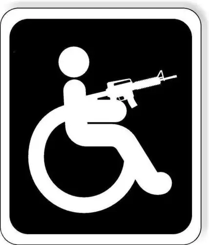 Handicap Machine Gun Metal Aluminum composite sign
