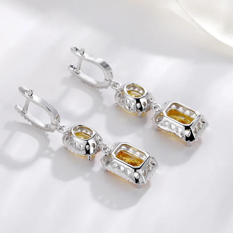 HUATIWOCY Luxury Women Earrings with Zircon 925 Silver Jewelry for Wedding Promise Engagement Party Gift Accessories Wholesale