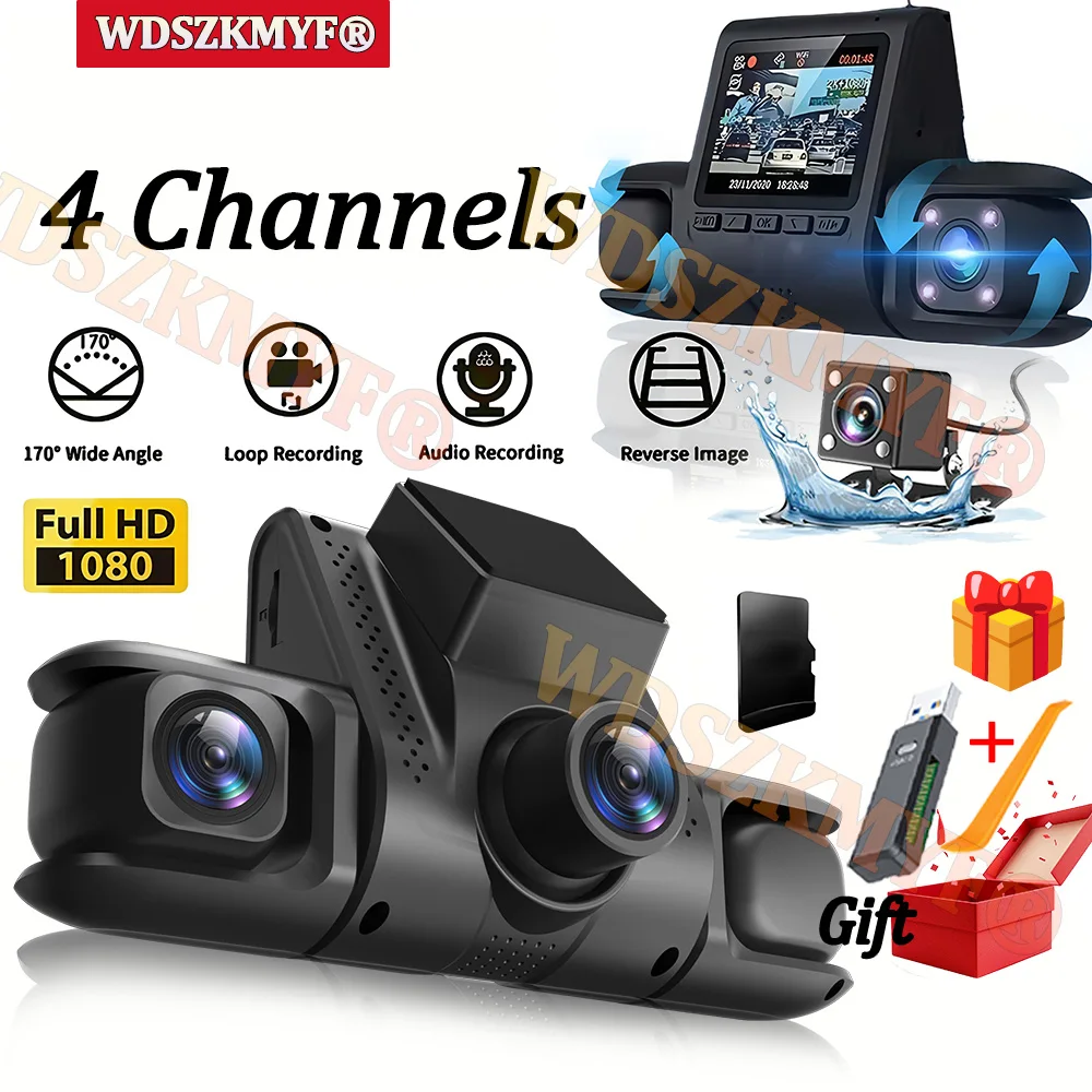 

Gift 4Lens Car DVR 1080P 360 Degrees Front Right left Rear View camera Video Recorder 24H Parking Monitor Dash Cam Night Vision