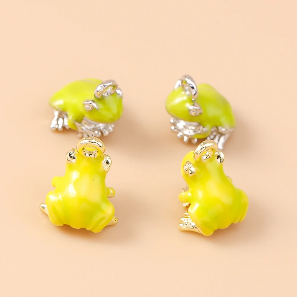 Leslie 5pcs Cute Mini Frog Pendants Frog Dangle Charm Beads for Brand Sterling Silver Bracelet Making DIY Earrings Necklace