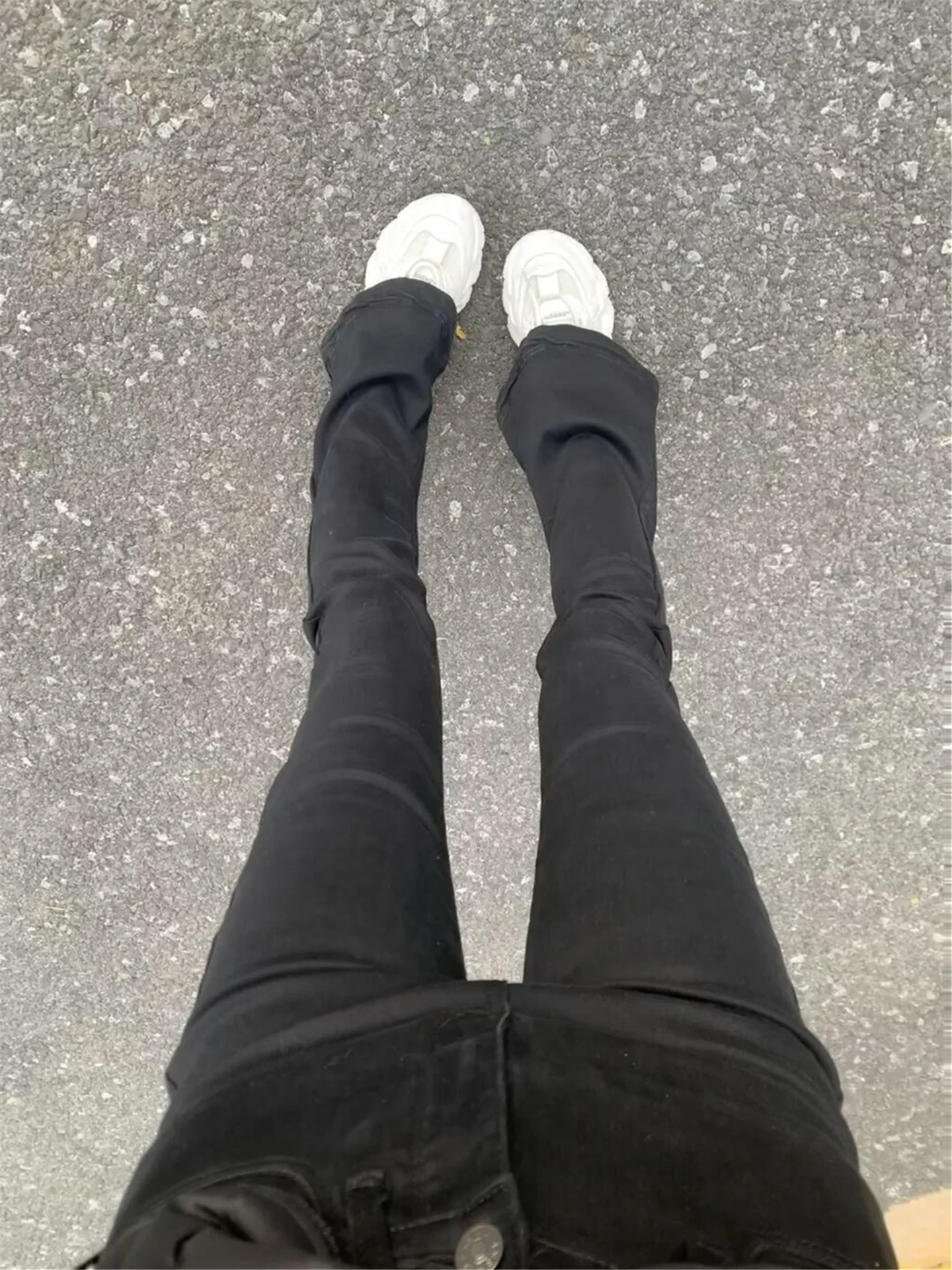 

American Streetwear High Waist Black Hoof Jeans Women's Spring Summer Slim Fit Extended Length Bell Bottoms