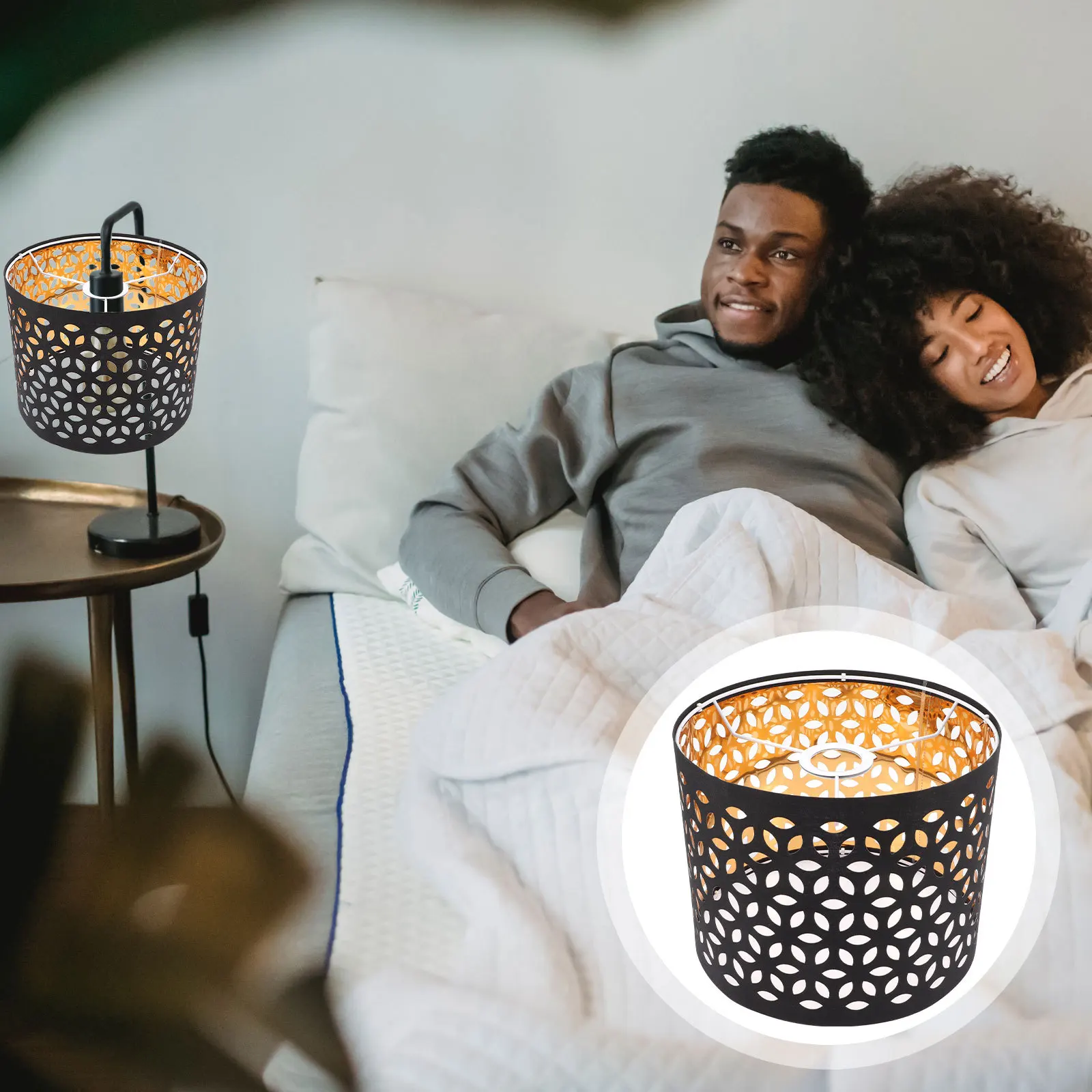 

Fabric Lamp Shade Hollow-Out Dust-Proof Cloth Lampshade Decorative Soft Light Cover for Hanging Light Desk Floor Lamp