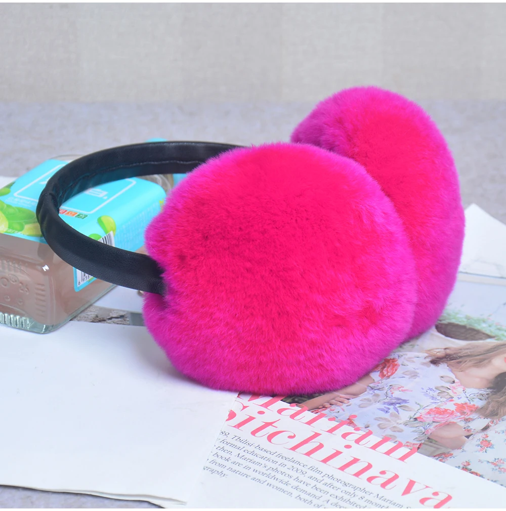Rex Rabbit Fur Hang Ear Cover Warm Winter Earmuffs Headwear Ear Muffs Fur Earmuffs Cold Ear Warmer Fold Ear Protection Headband