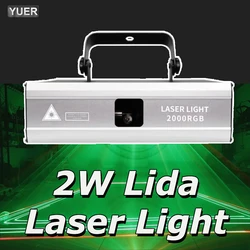 NEW Professional 2W ILDA RGB DMX Animation Beam Scanner Stage Laser Light Projector DJ Disco Lights KTV Music Party Bar Wedding