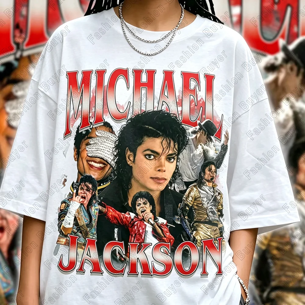 Michael Jackson King of Pop T Shirts Woman Short Sleeve King of Pop Era T-Shirt Casual Round Neck Printed Tshirt Woman Clothing