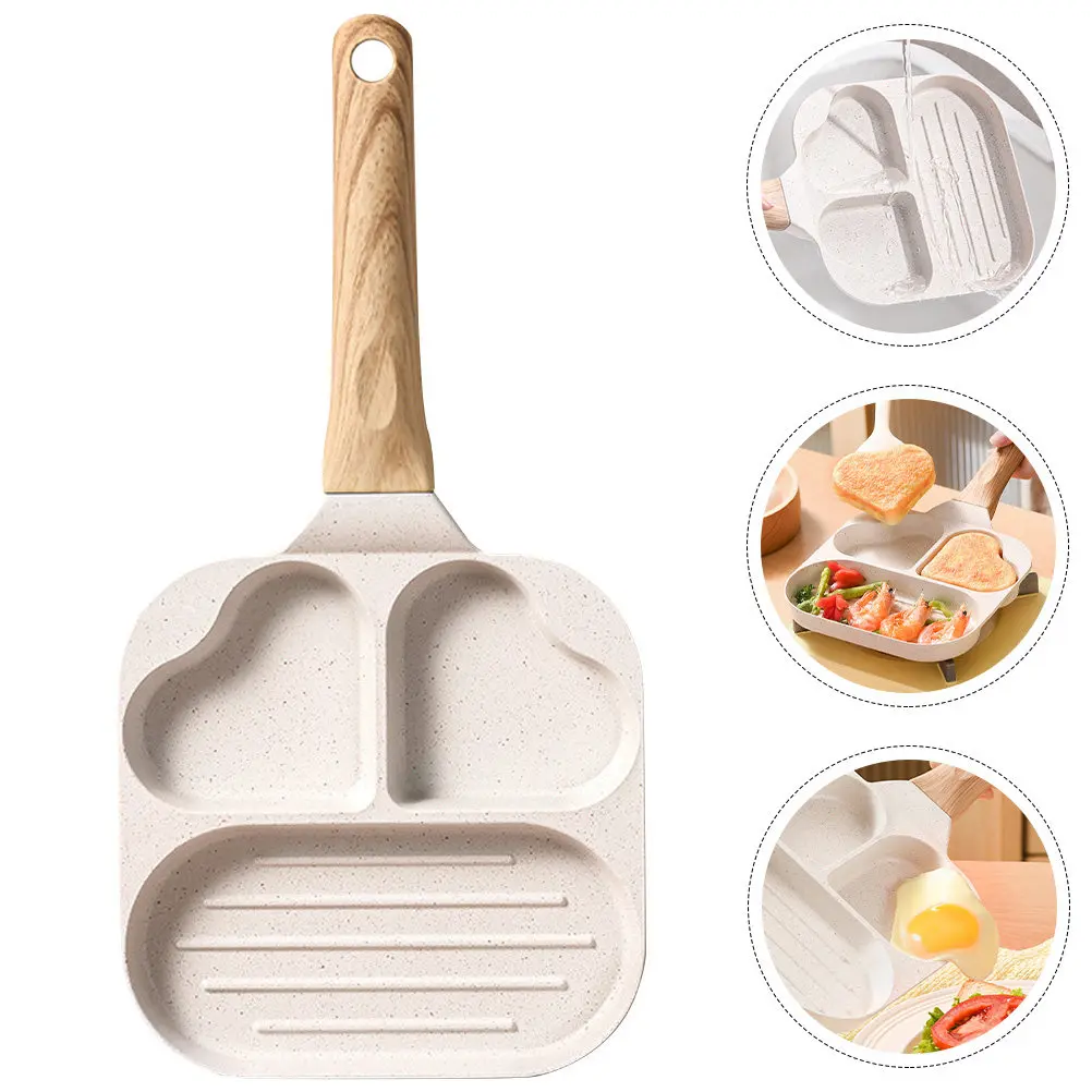 

Love Heart Bacon Pan Adorable Shaped Non-Stick Breakfast Egg Frying Pan Convenient Handle Kitchen Pancake Frying Supply