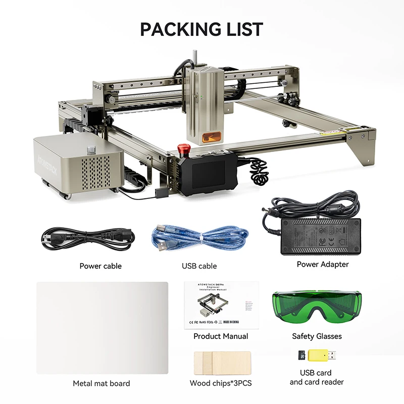 Atomstack A40 S40 X40 Pro Max 210W macchina da taglio Laser 48W con macchina per incidere Cnc per il taglio di metalli in legno assistito ad aria