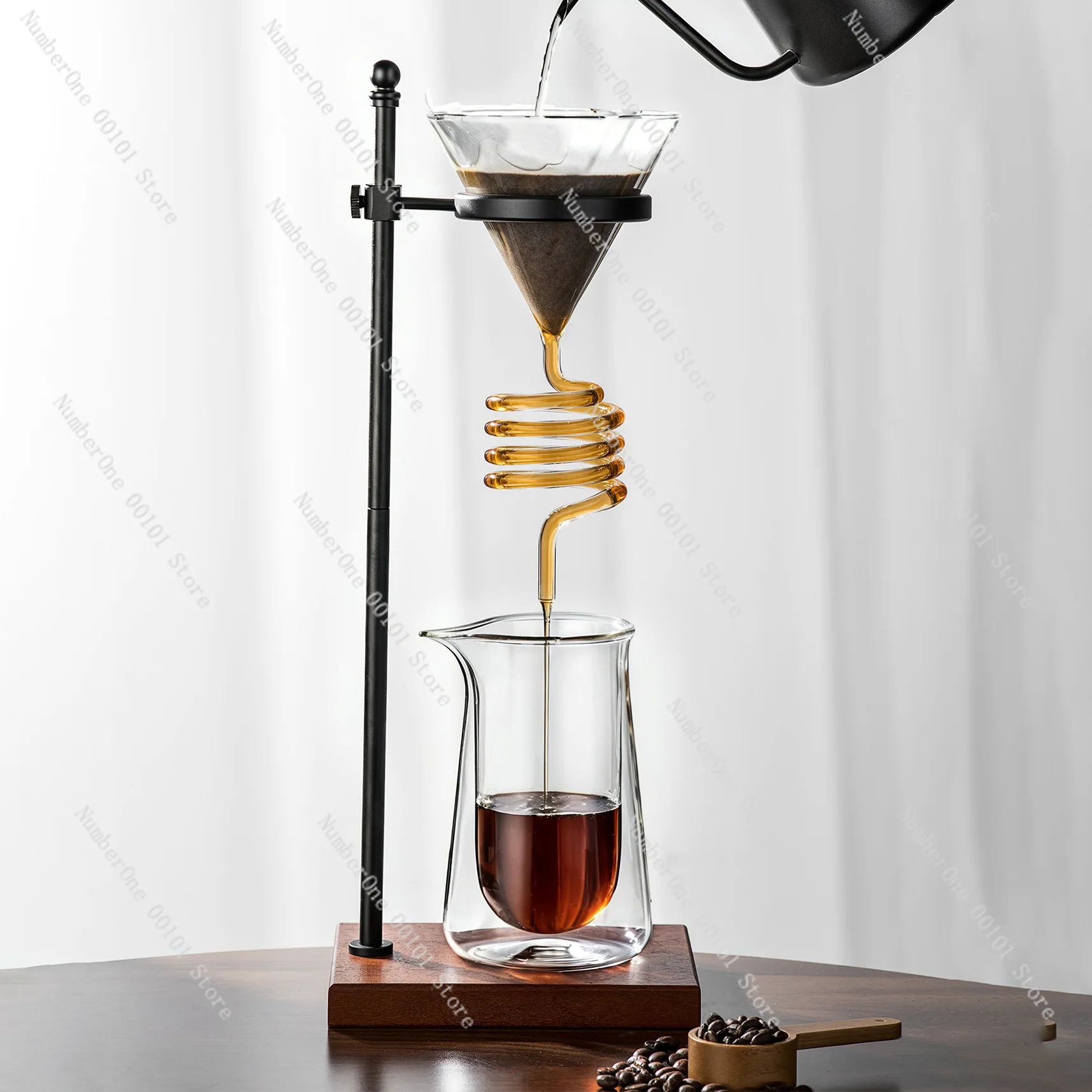 Elegant Spiral Snake Tube Coffee Filter Set Glass Pour Over Dripper Red Wine Aerator Decanter Coffee Cooling Cup Brewer Funnel