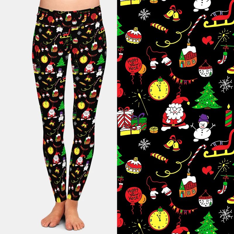 LETSFIND Winter New Santa and The Snowman Print  High Waist  Women Pant 3D Christmas Pattern Print Fitness Slim Stretch Leggings