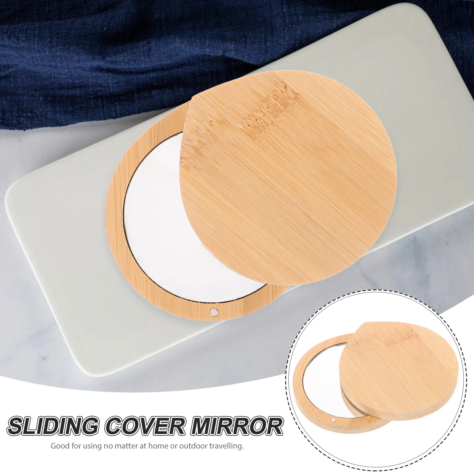 Bamboe Hand Mini Pocket Make-upspiegel voor vrouwen Draagbare reisformaat Kleine compacte lichtgewicht duurzame portemonneespiegel