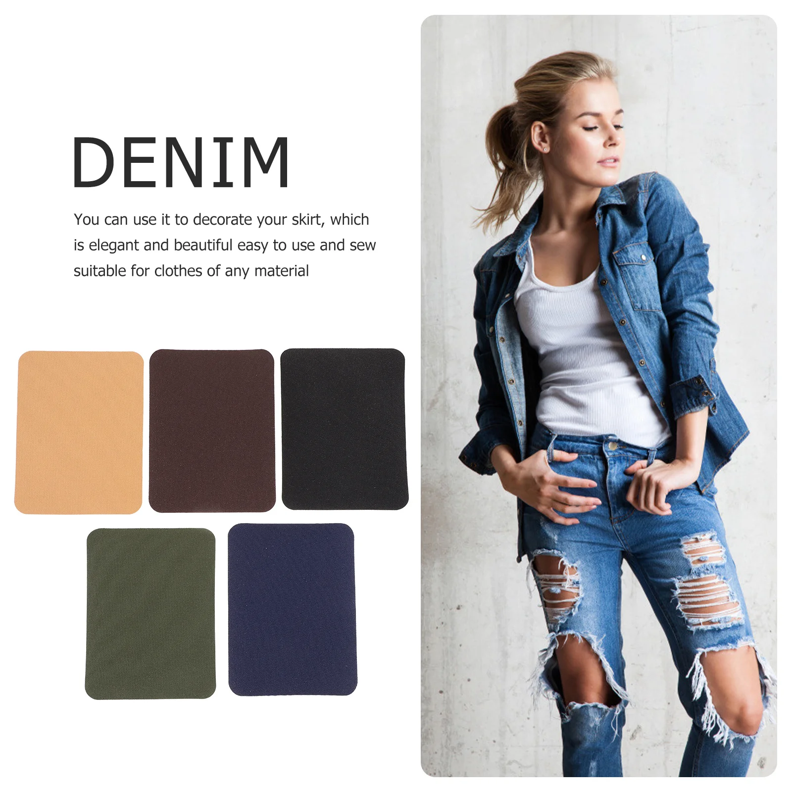 

30Pcs Jeans Patches Iron on Imitation Denim Appliques Clothing Repair Patch DIY Sewing Accessory Sweater Pants Hole Mend