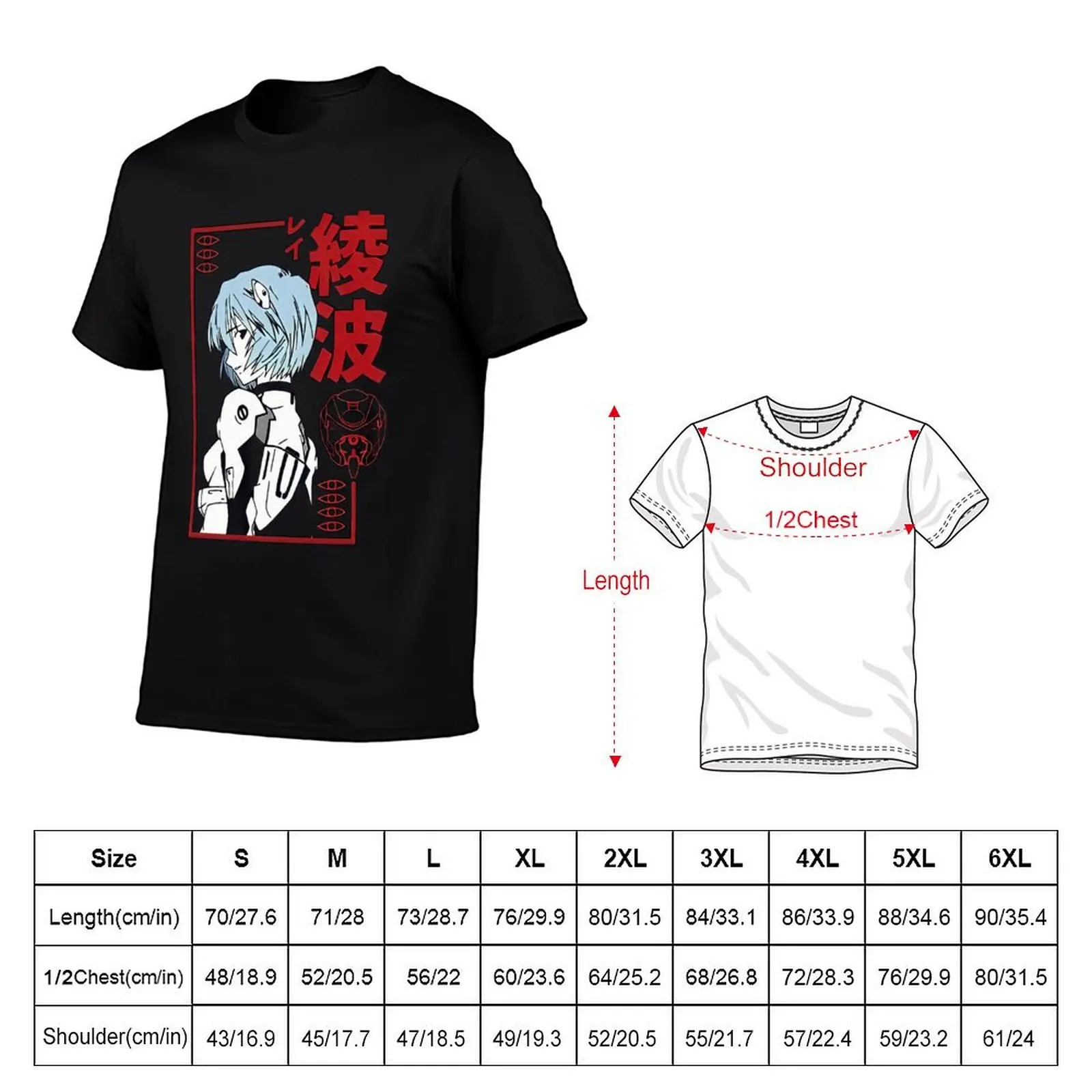 Rei Ayanami Red Style T-Shirt street wear blue archive kawaii clothes black t-shirts for men