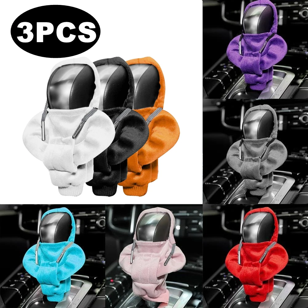 3 pz Gearshift Cover felpa con cappuccio Car Gear Rod Hood Universal Car Shift Lever Cover pomello del cambio maglione carino Mini felpa con