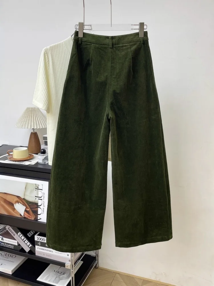Pantaloni a gamba dritta da donna Pantaloni a gamba larga Thiened Fce Vita alta Chiusura con cerniera Colore Pendolarismo Sle Versione coreana