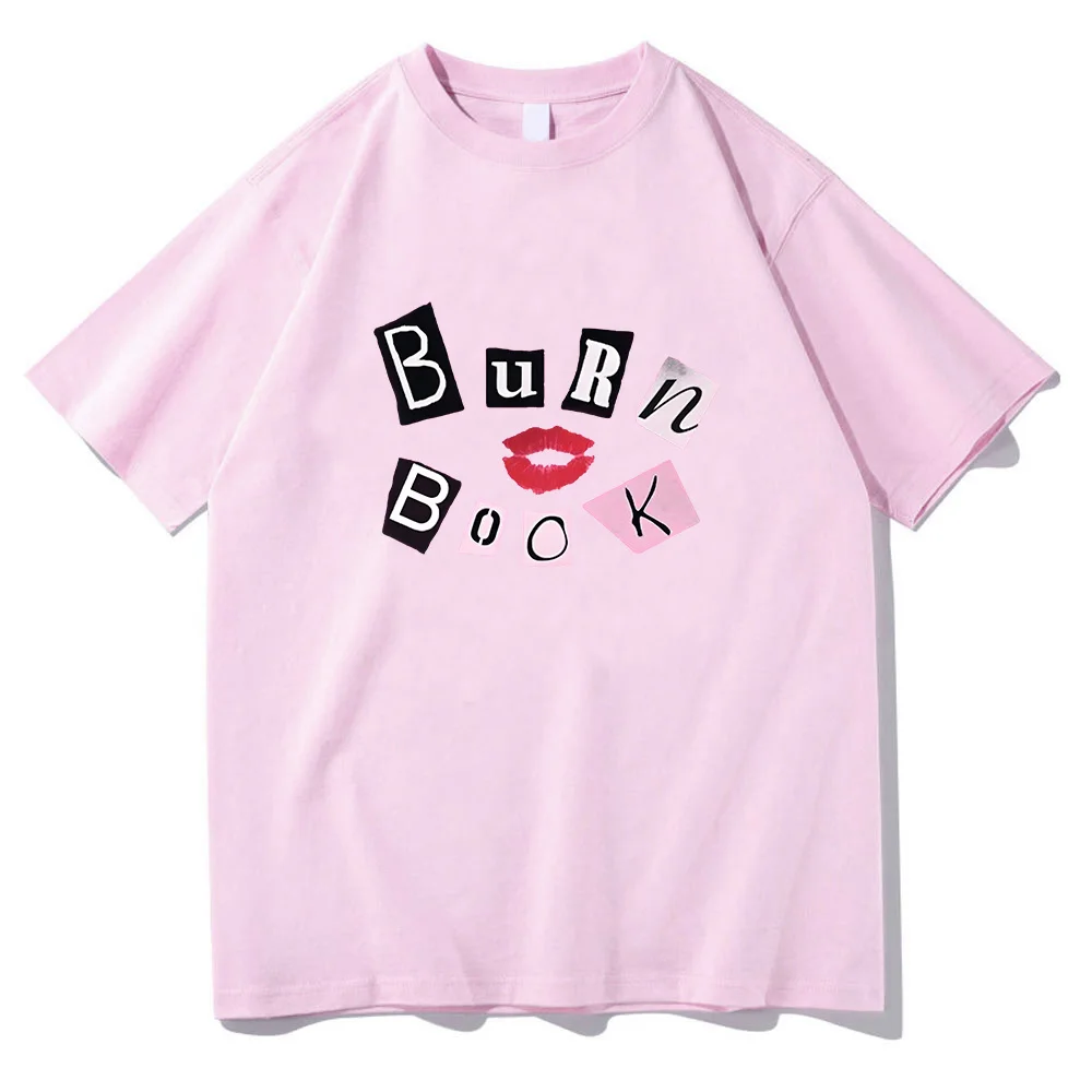 MeanGirls Burn Book T-shirt Cotton Short Sleeve Soft Tee-shirt Cartoon Graphic Printing Clothing Hip Hop Streetwear Women Shirts