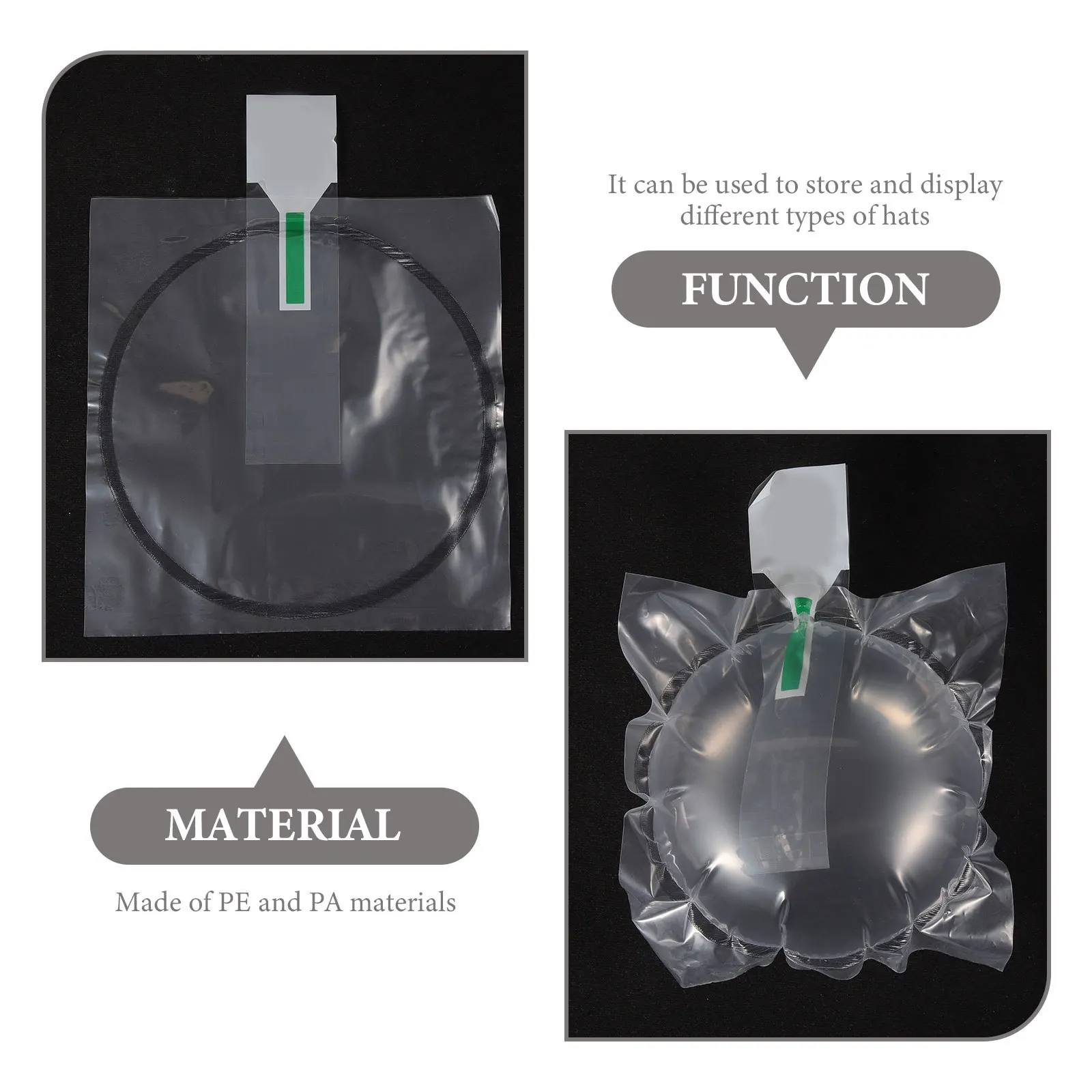 100 Uds. Bolsas de embalaje de aire, sombrero inflable moldeador, soporte para sombrero, moldeadores de gorro de embalaje portátiles pequeños, uso diario, moldeador de gorro