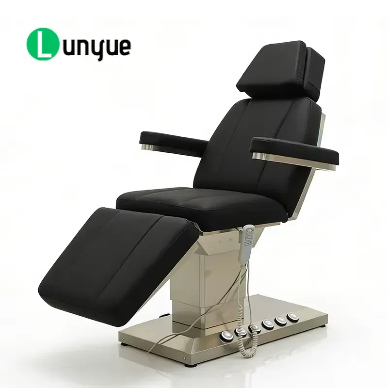 Deluxe Silver Stainless Steel Base Hydraulic Beauty Bed Modern Tri-Motor Electric Spa Therapy Massage Table For Facial