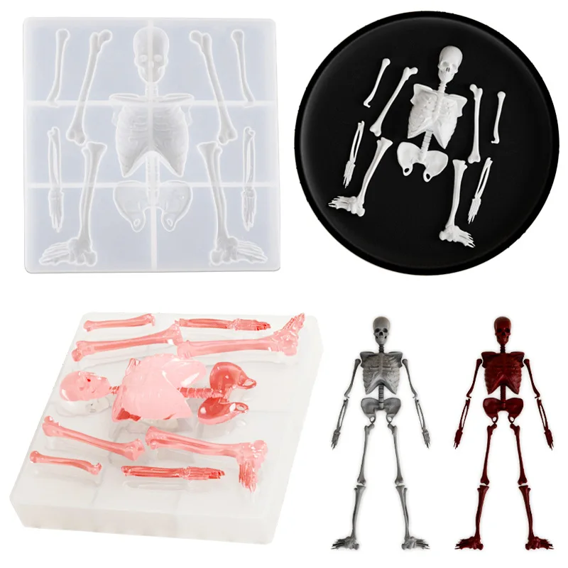 Halloween-Skelett-Körper-Standform Silikonform für Gipsdekorationen Gips-Heimdekoration Herstellung Gipsform