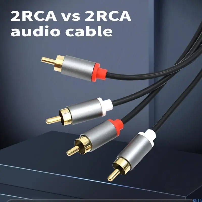 R91A 2RCA a 2RCA Cable Gold Chapado 2RCA Macho a 2RCA Male Stereos Sound Cable para cine en casa juegos HDTV