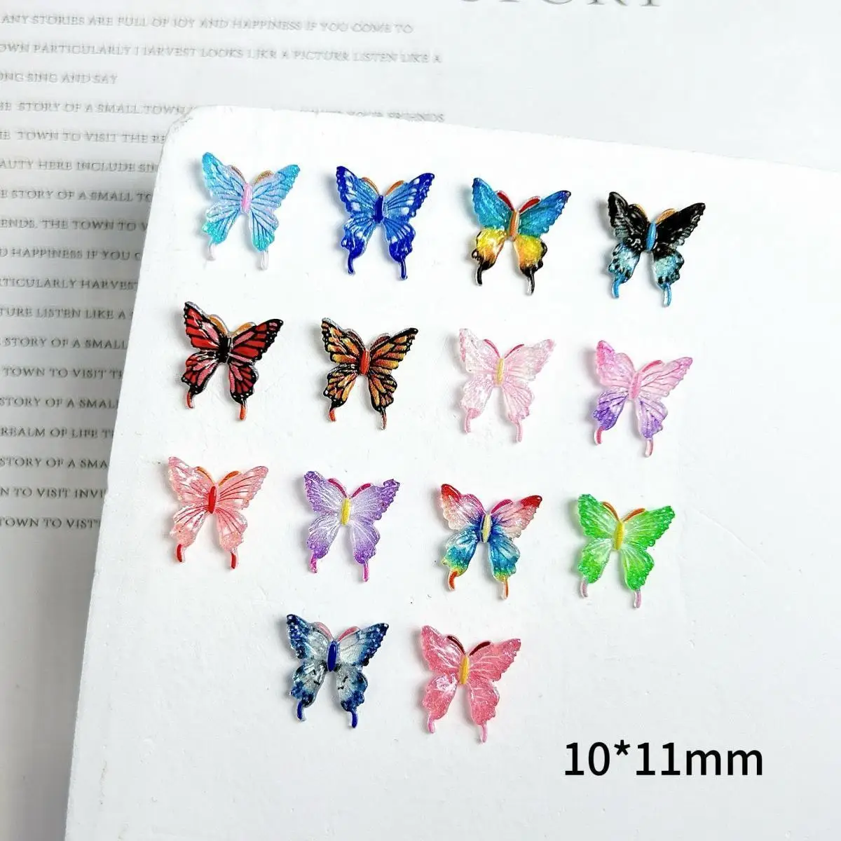 Dreamy Luminous Butterfly Resin Nail Art Decorations Simulated Colorful Shining Butterfly Nail Charms Accessories DIY Nail Parts