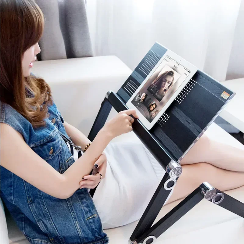 Minimalist Laptop Stand Folding Bed Table Liftable Aluminum Alloy Computer Table with Cooling Mesh Mobile Workstation