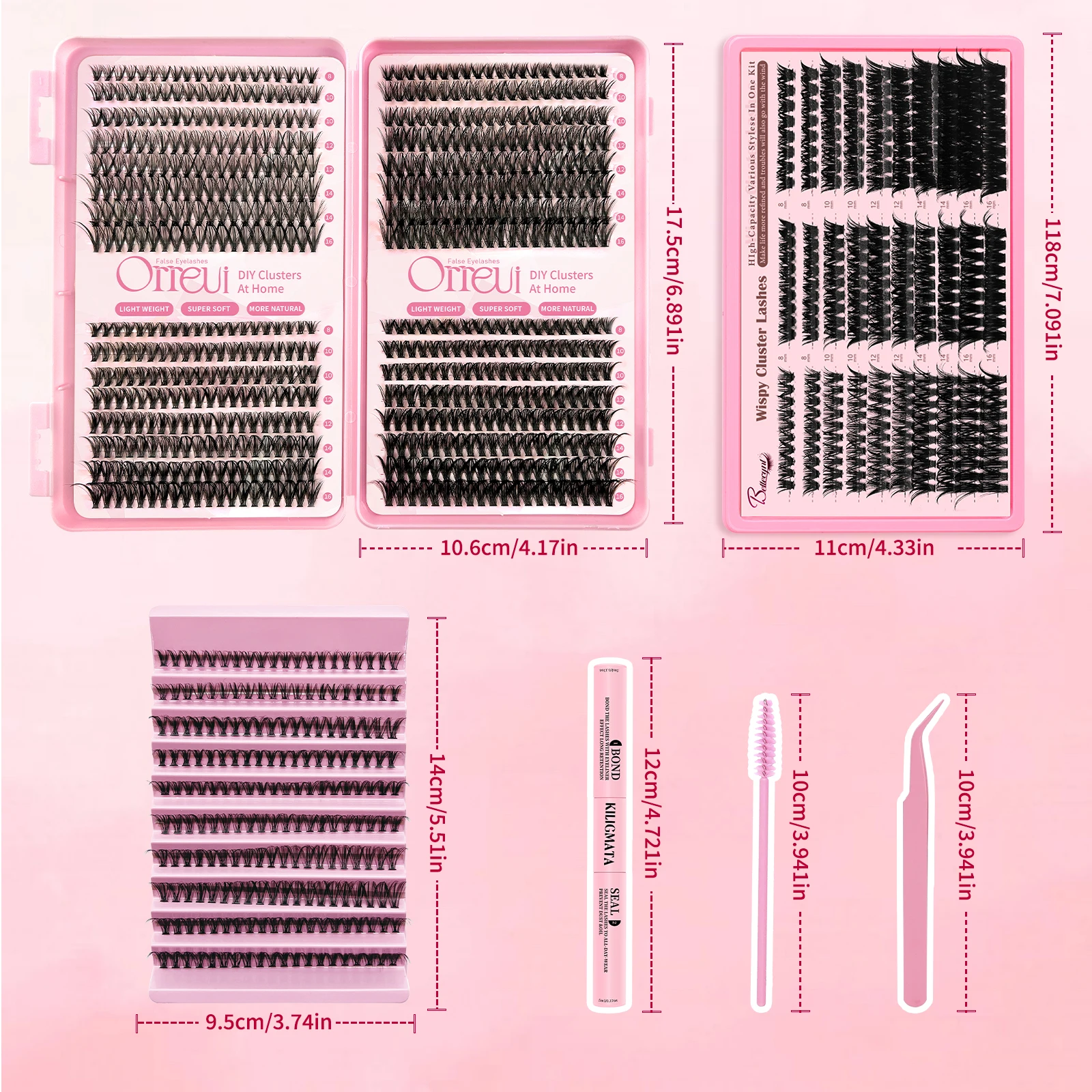 Natürliche Flauschige Wimpernbüschel-Set D-Curl 30D-60D Einzelne Wimpernverlängerungen mit Wimpernkleber und Versiegelung für Tägliches Tragen – Detail 4