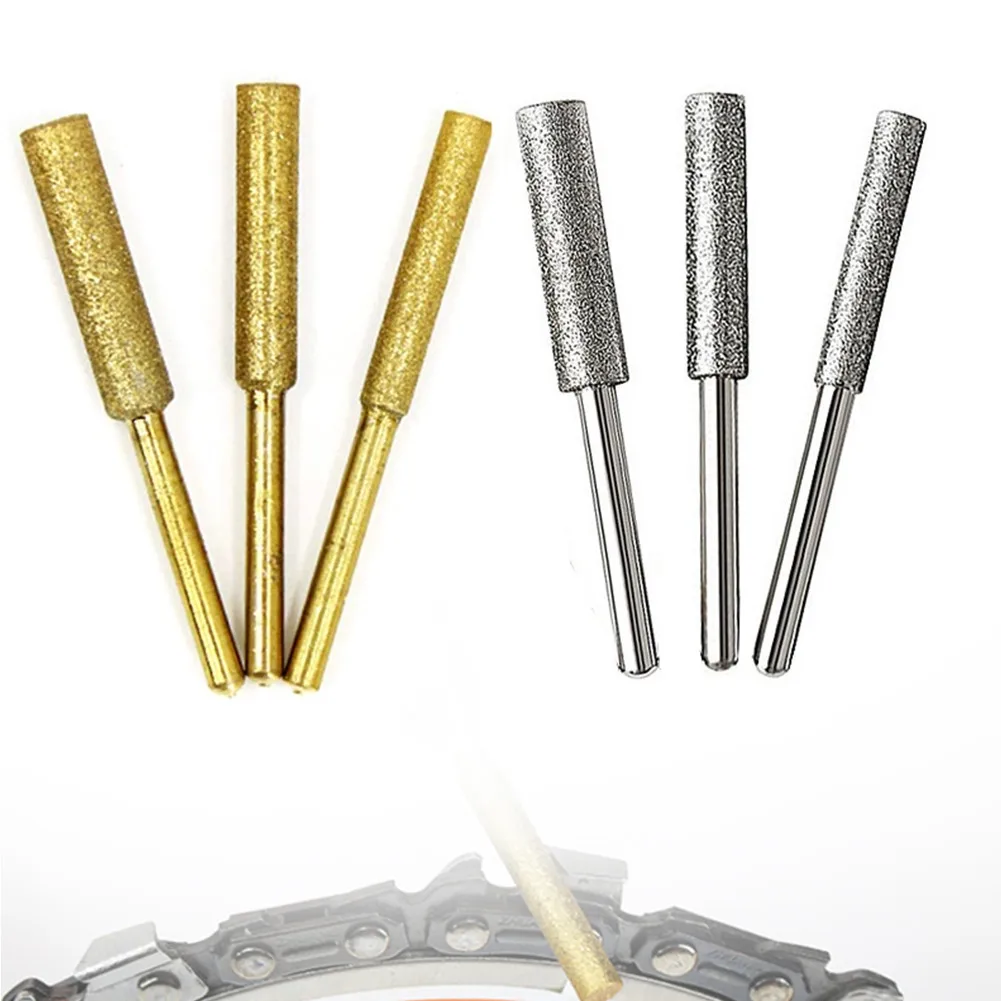 Diamond Chainsaw Sharpener Stone 3 Pcs 3mm Handle 4.0mm/4.8mm/5.5mm 45mm Length Grinding Stone ​File Sharpening