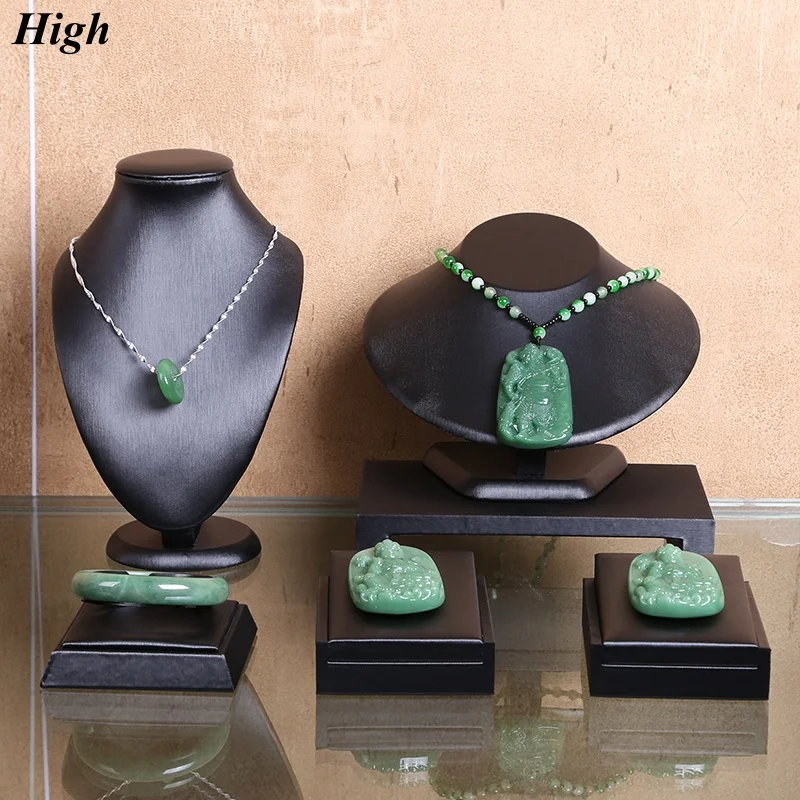 

Set Jewelry Earring Holder Ornament Display Stand Black PU Necklace Bracelet Ring For Counter Jewellry Dispaly