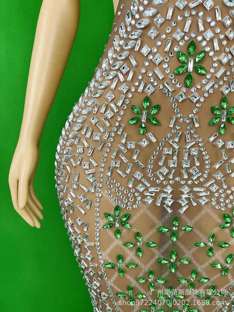 Sexy Jarretel Strass High-end Celebrity Verjaardagsfeestje Licht Luxe Avondjurk Studio Tentoonstellingshal Model Prestaties