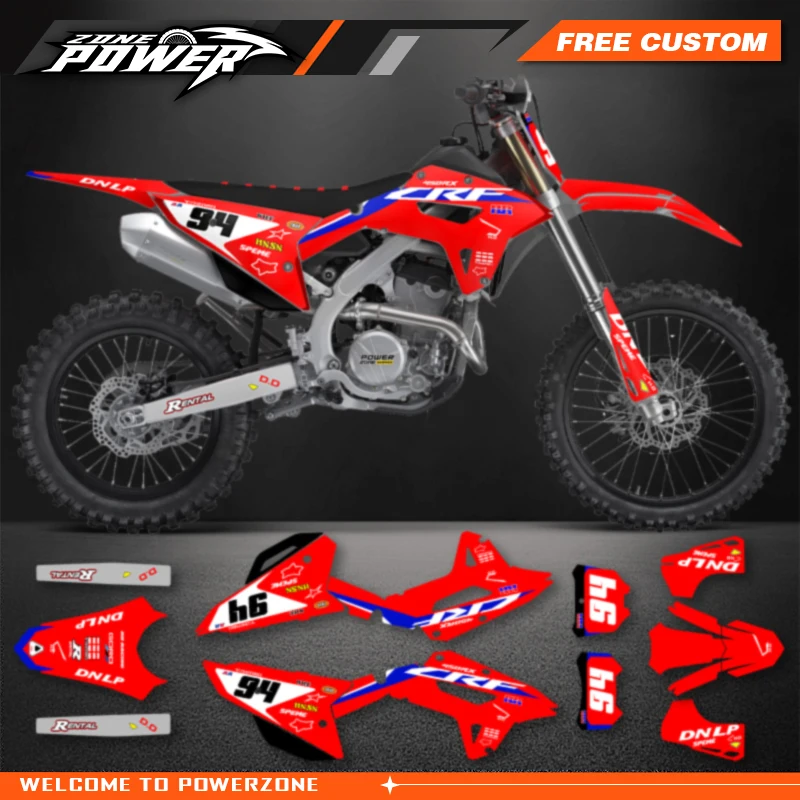 

Powerzone Motorcycle Graphic Decal Stickers Kits For Honda CRF 250RX 2022-2024 CRF 450RX 2021-2024 Number Name Customize