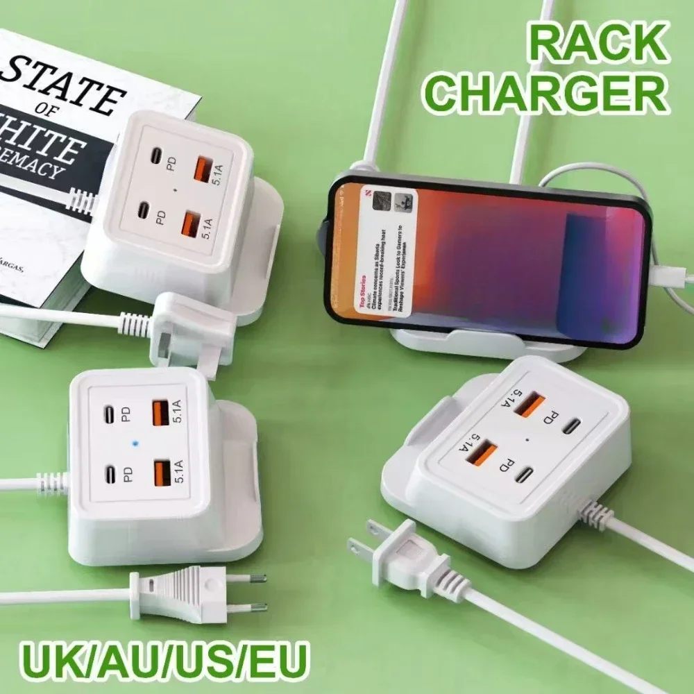 4 منافذ نوع C قطاع الطاقة USB شحن سريع الجدار شاحن آيفون 15 سامسونج Xiaomi هواوي شاحن الهاتف محول الطاقة السريع