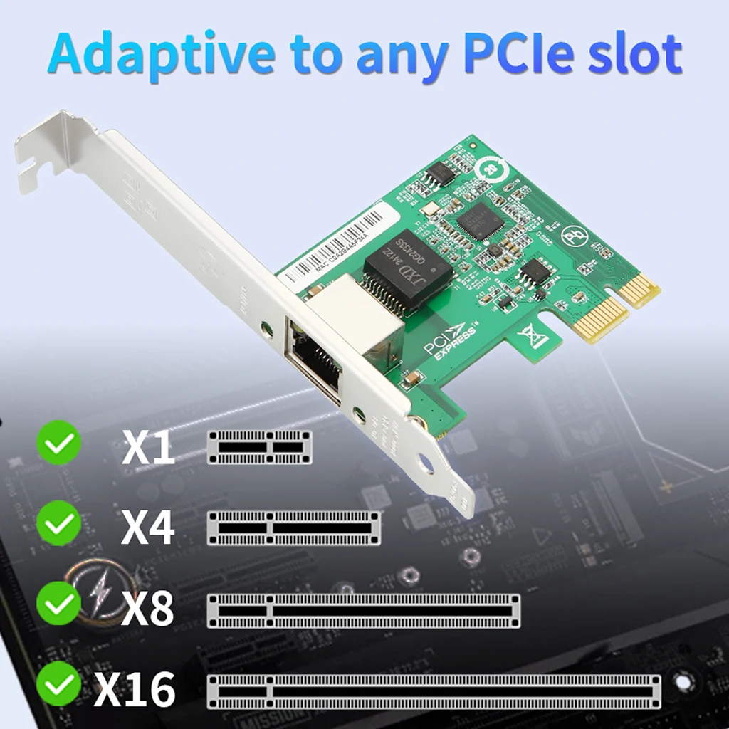 

Сетевая карта PCIe x1 с портом 2.5GEthernet, 10/100/1000/2500M, низкая задержка, поддержка ESXi 8, с портом RJ45 для игр, NAS, офиса