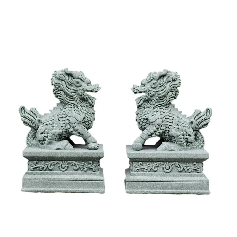 1 Pairs Guardian كيلين التماثيل الصينية فنغ شوي التماثيل الزخرفية غرفة المعيشة المنزلي بار مقهى ديكور مكتب حلية