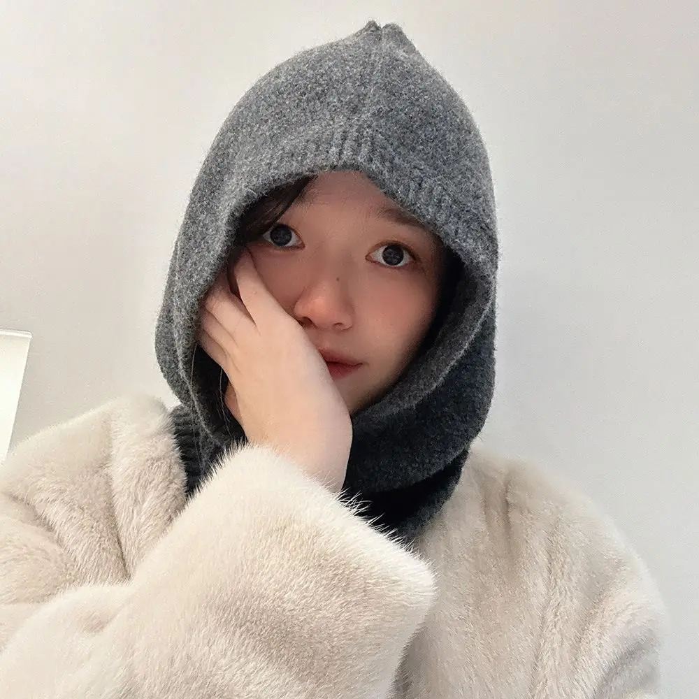 

Мягкий полиэстер, вязаный шарф, шапки, однотонная защита ушей, теплая Балаклава, ветрозащитная защита шеи, теплая шапка-шарф