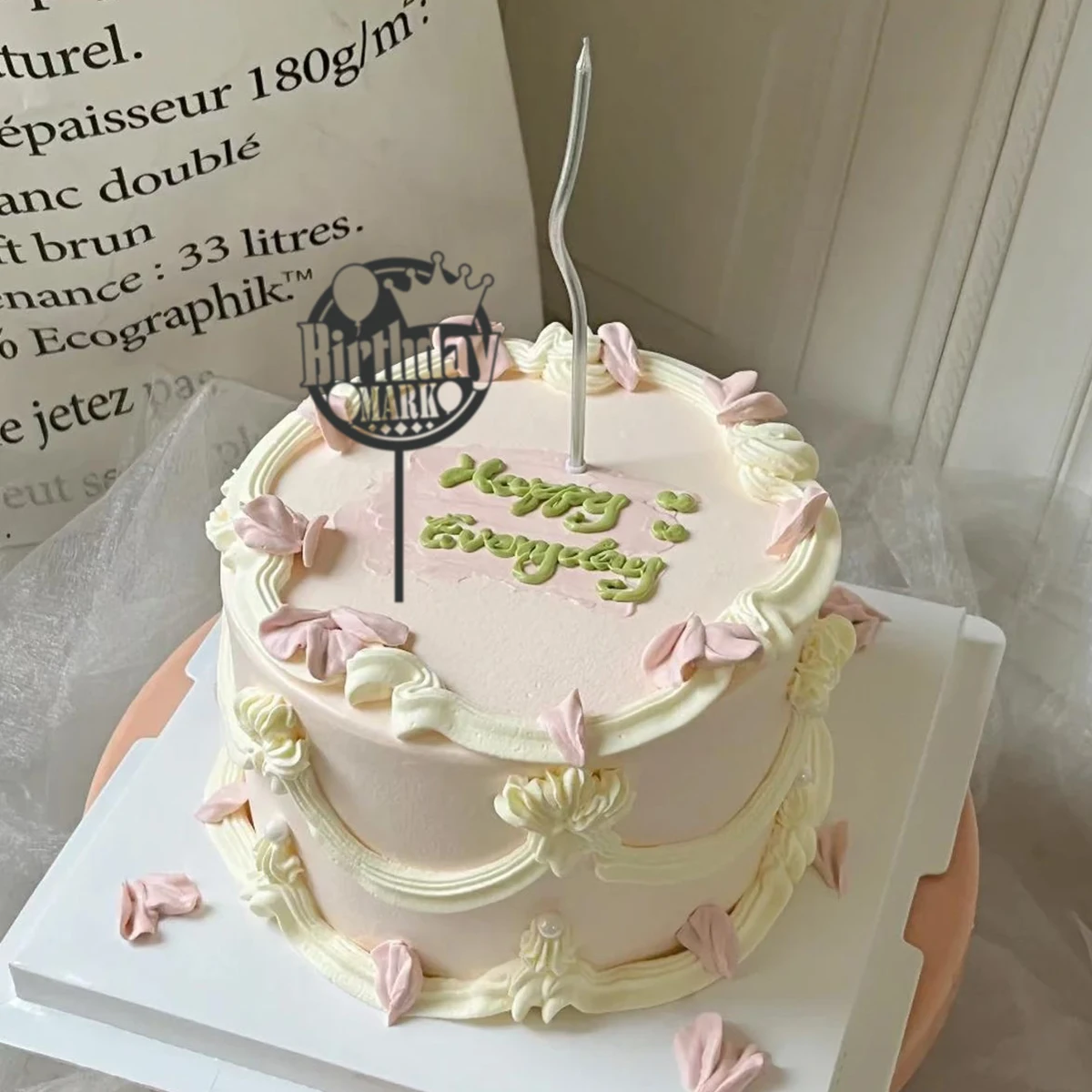 1PC Affordable Happy birthday wishes with star patterns Customized Name Cake Sign Cake Ornaments Unique Birthday Party Décor