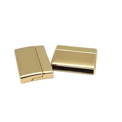 Aaazee 2 Sets 25mmx3mm Hole Gold Magnetic Curved Clasp for Bracelets Making Cord Glue In