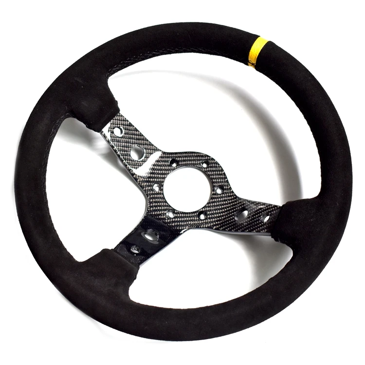 

SK CUSTOM Universal Racing Car Steering Wheel Suede 14 Inch Deep Dish Steering Wheel