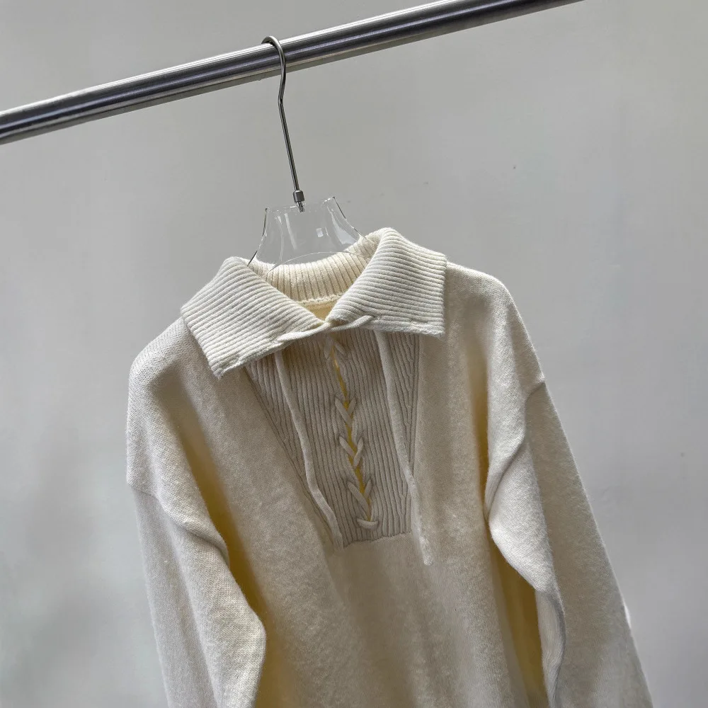 2025 New Korean Style Wool Blend Sweater Women Casual Lazy Knit Pullover Autumn Winter Fashion