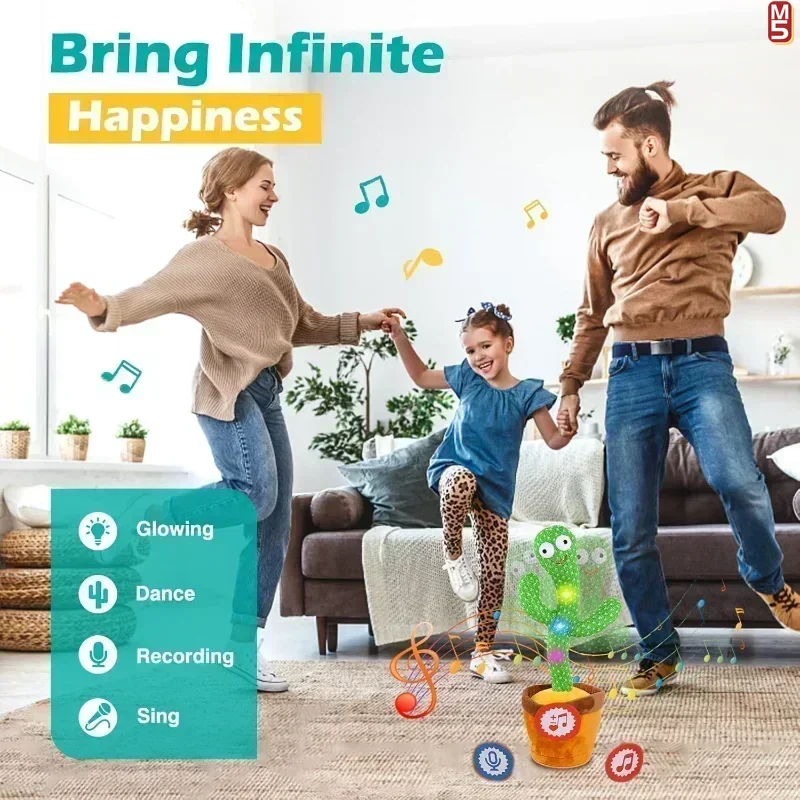 Juguetes electrónicos de peluche para bebé, modelo de Cactus sol, Cactus parlante bailando con 120 canciones, regalos de cumpleaños y Navidad para niños