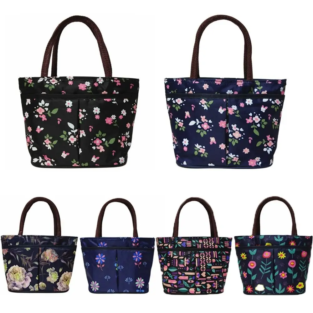 

Portable Floral Flower Handbag Shoulder Bag Underarm Bag Rose Flower Tote Bag Travel Wash Bag Nylon Bucket Mommy Bag Daily
