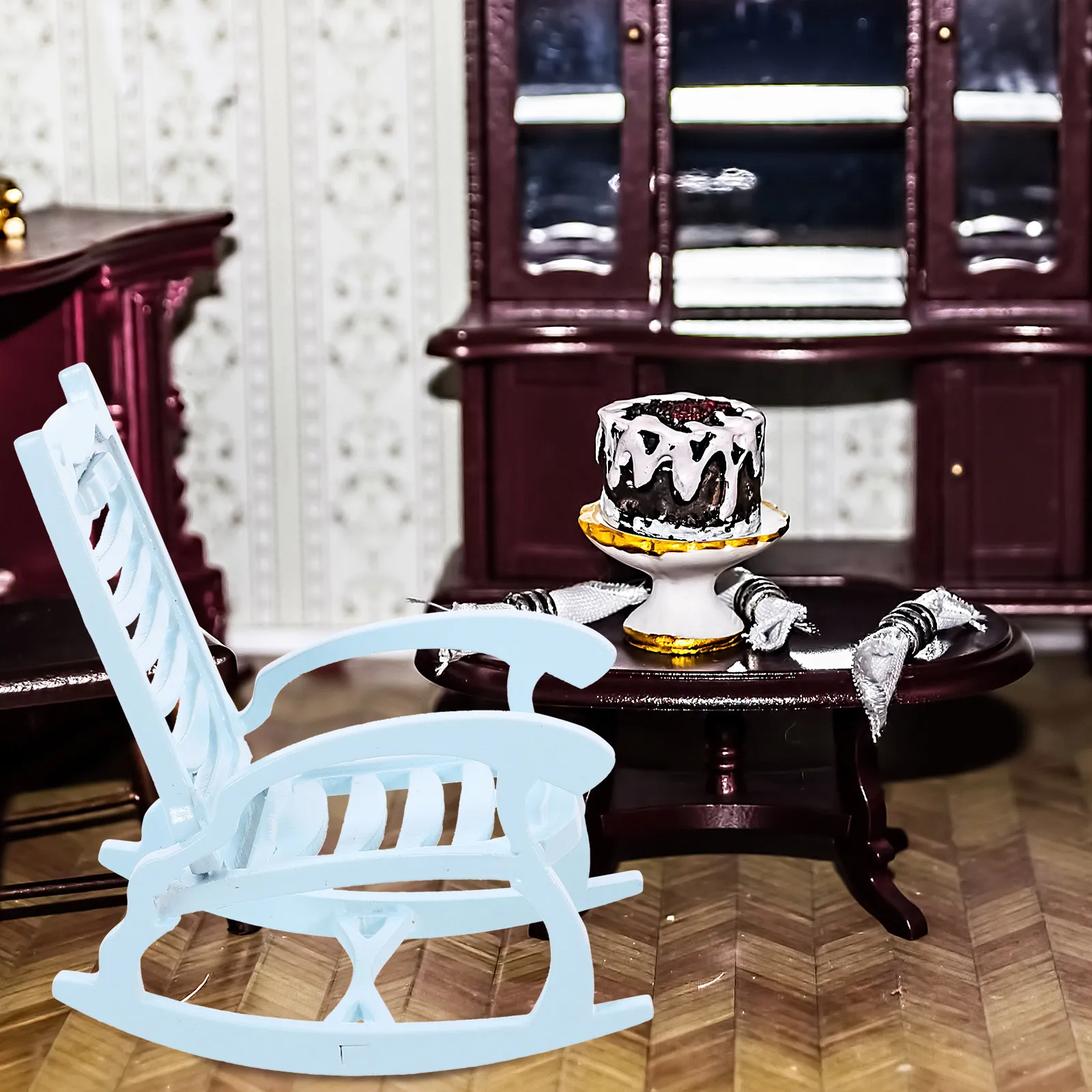 

2 шт. миниатюрные деревянные кресла-качалки для декора мини-домиков, настольные украшения, микроландшафтные декорации, аксессуары для рукоделия, деревянные изделия ручной работы