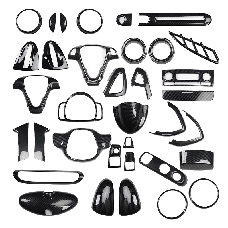 For Smart Brabus 451 Fortwo Carbon Fiber Color Car Interior Stickers Full Set Decoration Steering Wheel Modification Accessories