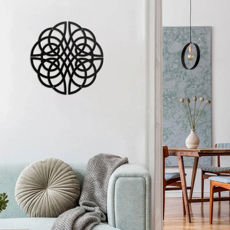 X6HD Minimalistas Metal CelticKnot Decoración pared Escultura colgante arte pared metal redondo