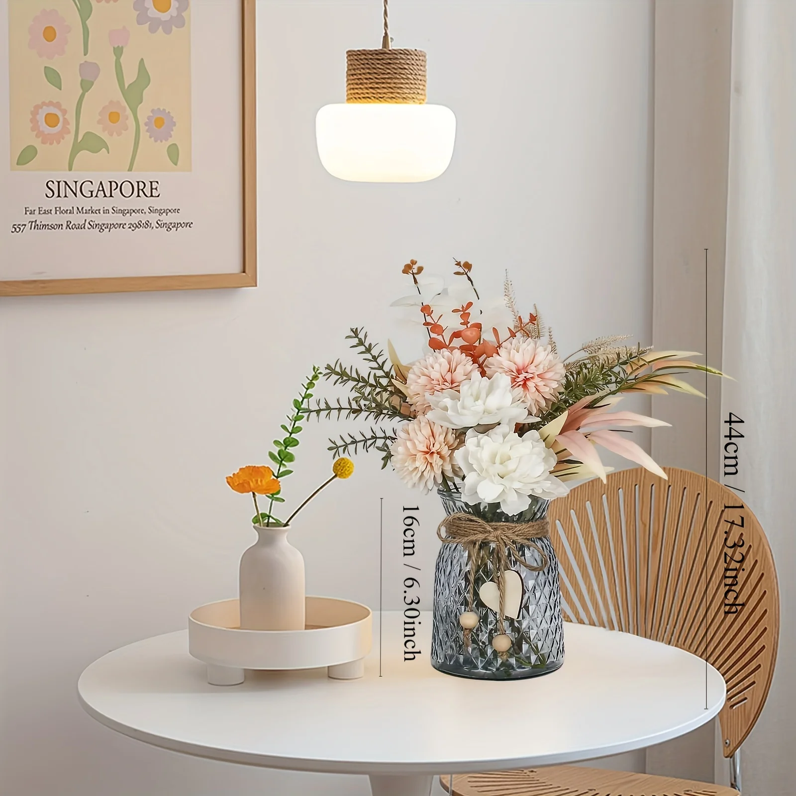 

Stylish Artificial Flower Centerpiece with Vase - Faux & Fake Flowers for Dining & Coffee Tables - Elegant Home Decor Comb set