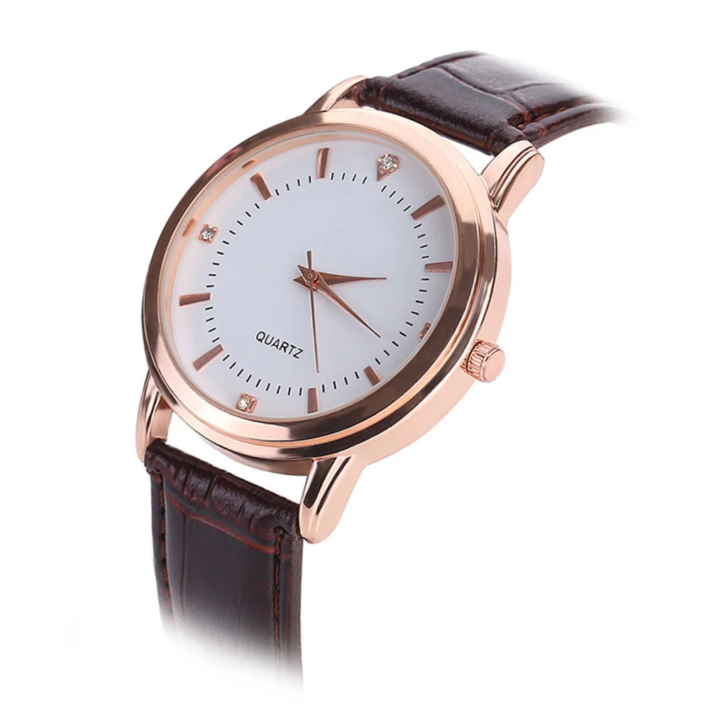 قطعتان من ساعة كوارتز للزوجين بحزام بسيط كاجوال بتصميم أنيق هدية لعيد ميلاد السنة الجديدة وعيد الحب