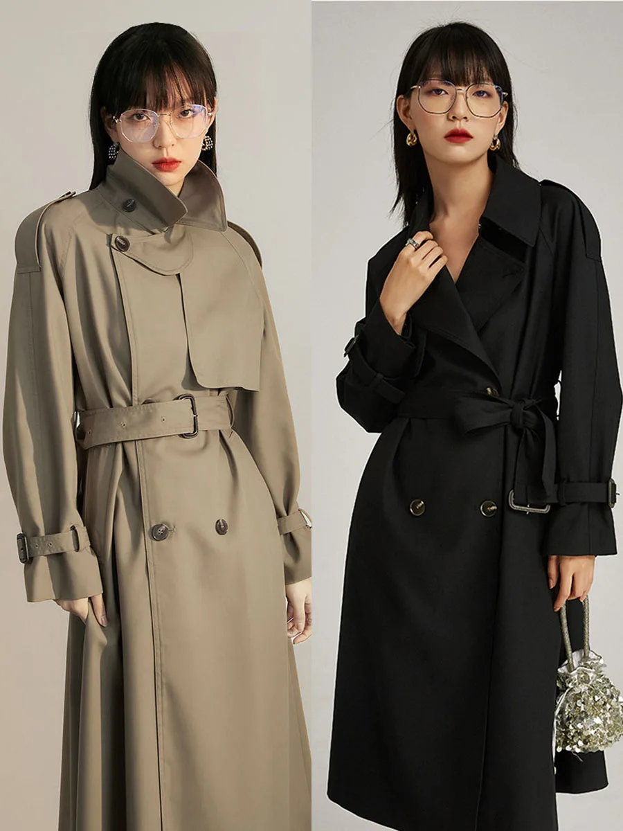 

Классическое женское длинное пальто TINNTINN для повседневной носки, высококачественная ветровка средней длины с защитой от сминания для отдыха и досуга