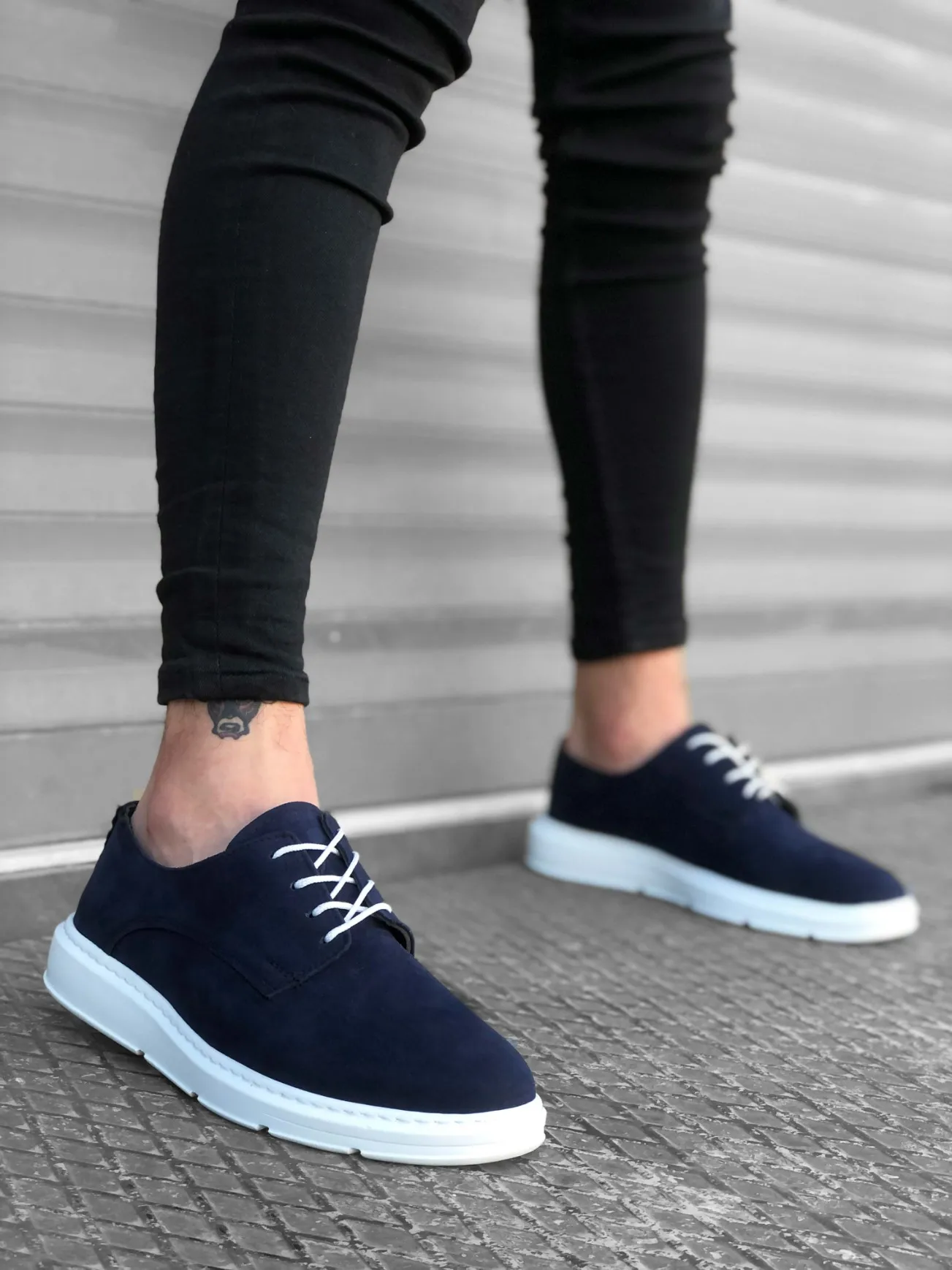 

BA0003 Lace-up Classic Sport Navy Blue Suede High Sole Casual men's Shoes