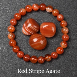 Natural Red Stripes Agate Stone Beads Bracelet Women Men Genuine Original Red Carnelian Crystal Yoga Bracelet Healing Jewelry