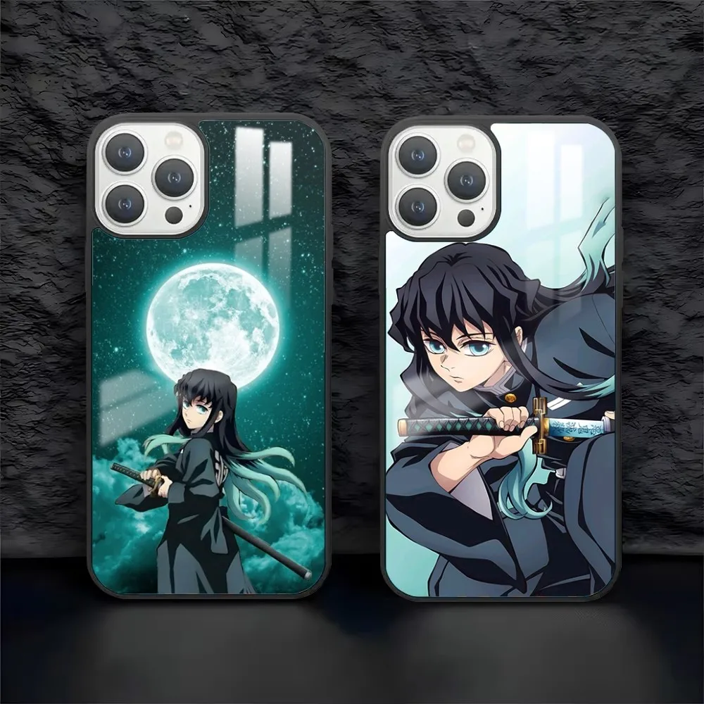 Anime M-Muichiro Tokito Phone Case For iPhone 16 15 14 13 12 11 Pro Max Plus Mini PC Fashion mirror phone case