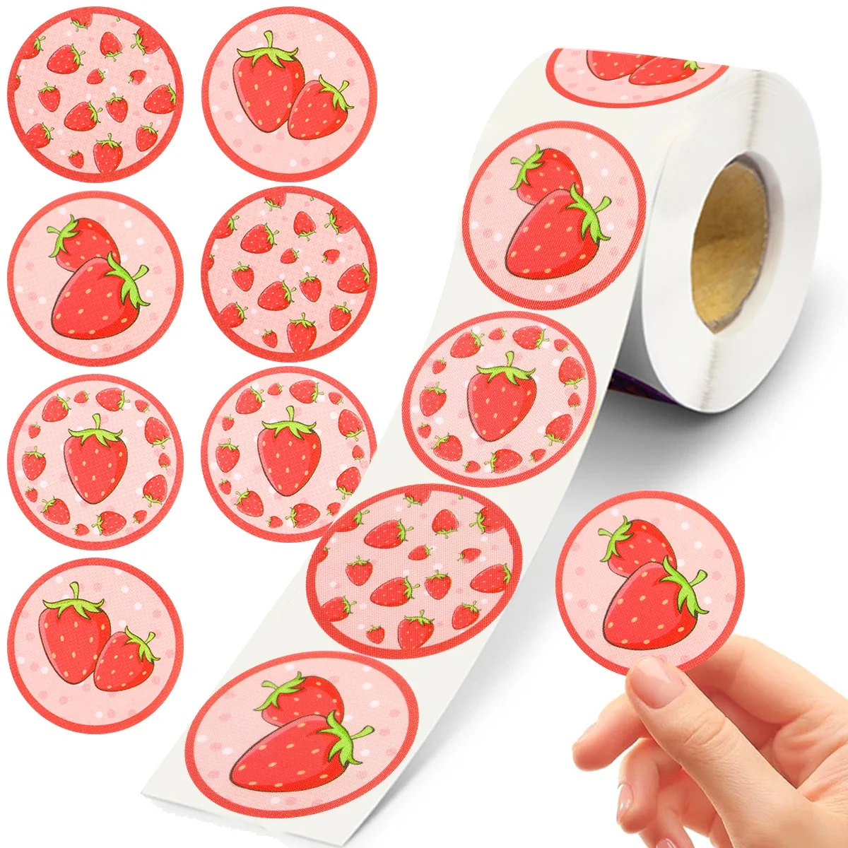

500 шт., наклейки с клубникой, круглые наклейки, уплотнительная этикетка, украшение для девочек, детей, принадлежности для дня рождения, посылка, подарочная наклейка
